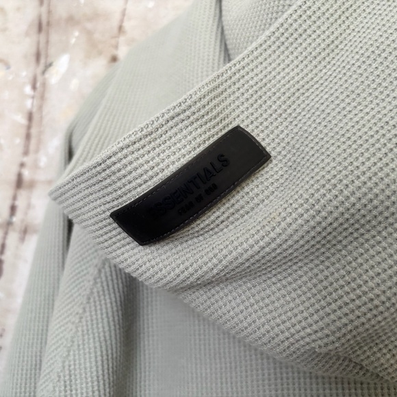 Fear Of God Essentials Seafoam Green Waffle Henley Hoodie - Picture 6 of 6